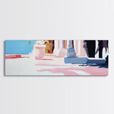 Mediterranean Villa, Sunlit Terrace, Minimalist Landscape, Canvas Print, Living Room Wall Art, Soft Pastels, Modern Architecture Decor
