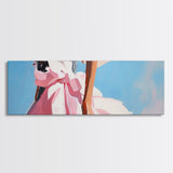 Feminine Elegance, Pink Dress, Chic Fashion Art, Canvas Print, Glamorous Wall Art, Modern Bedroom Decor, Romantic Soft Pastels