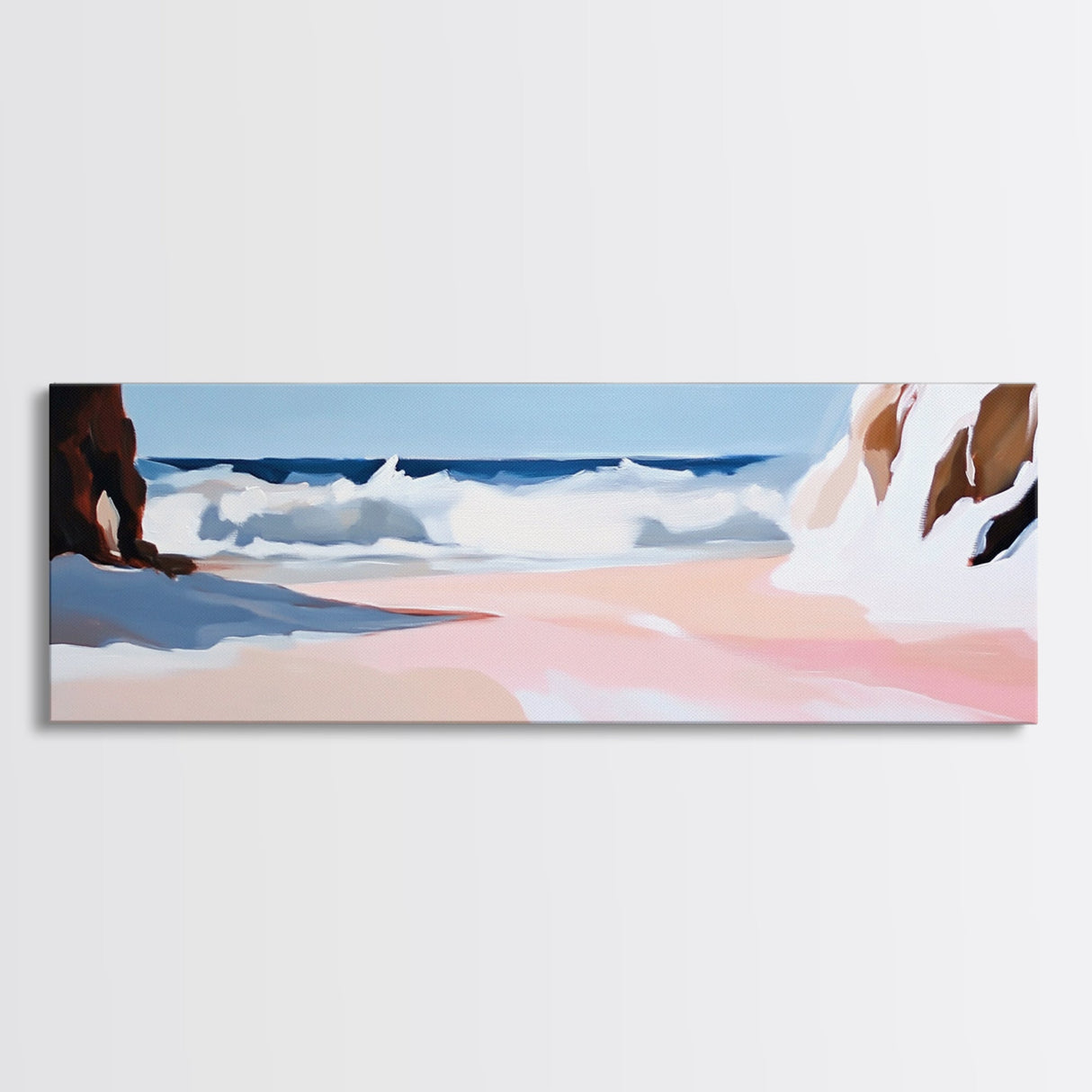 Ocean Waves, Coastal Escape, Tranquil Beach Scene, Framed Canvas Print, Serene Wall Art, Nautical Living Room Decor, Modern Seascape