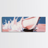 Boat Splash, Ocean Motion, Nautical Art, Framed Canvas Print, Coastal Wall Decor, Relaxing Beach Scene, Minimalist Seascape