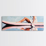 Paddleboard Reflection, Tranquil Water, Minimalist Art, Canvas Print, Serene Wall Decor, Coastal Aesthetic, Soft Pastel Home Decor