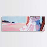 Flowing Dress, Desert Beauty, Feminine Elegance, Framed Canvas Print, Modern Wall Art, Soft Boho Decor, Romantic Pastel Artwork