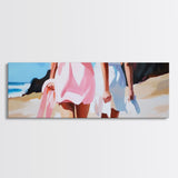 Women, Beach, Friendship, Canvas Print, Feminine Wall Art, Coastal Aesthetic, Summer Decor, Minimalist Art, Bedroom or Living Room Decor