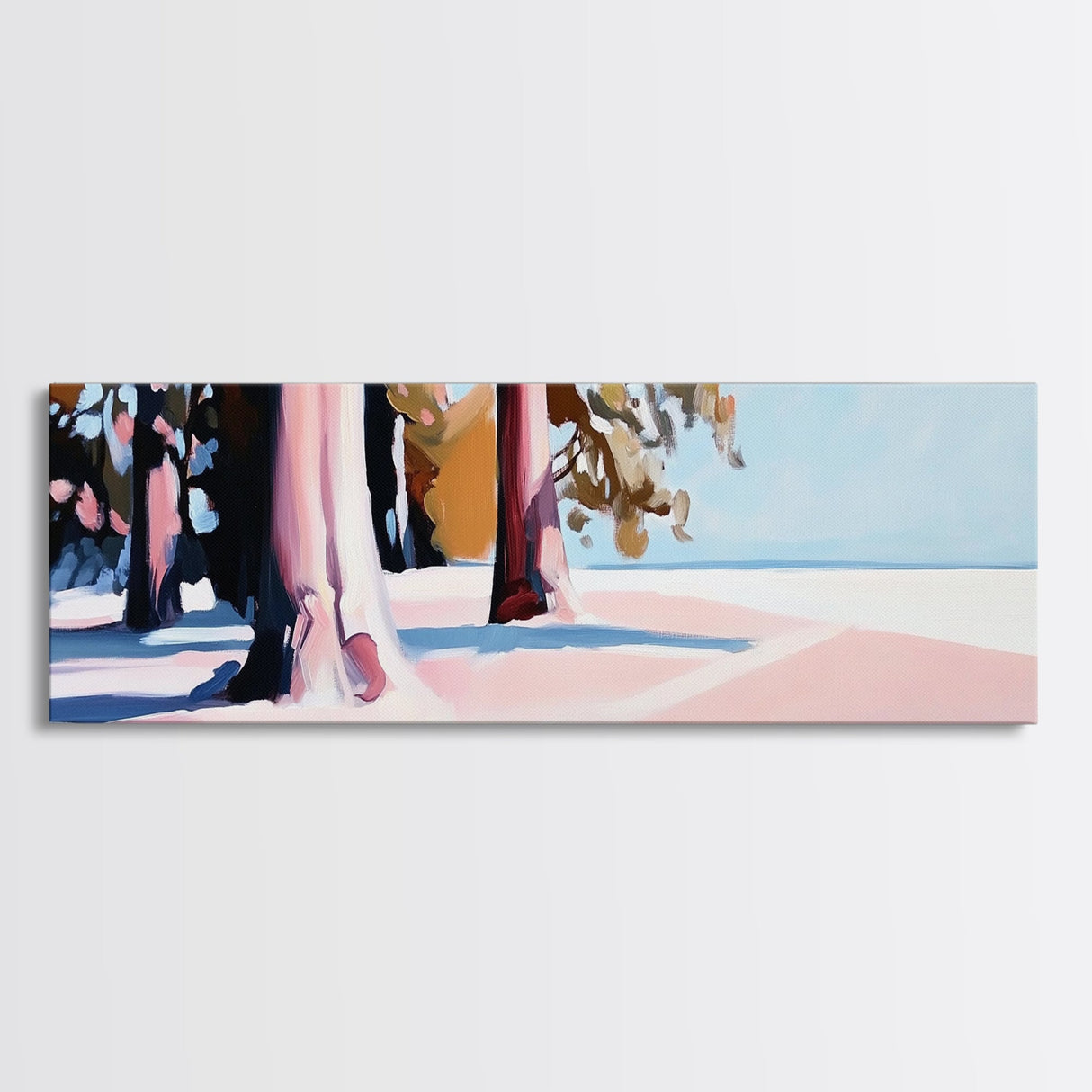 Trees, Sand, Nature, Canvas Print, Coastal Wall Art, Minimalist Landscape, Beach House Decor, Tranquil Artwork, Living Room or Hallway Art