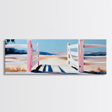 Open Gate, Countryside Fence, Rural Landscape, Framed Canvas Print, Warm Home Decor, Farmhouse Wall Art, Minimalist Design, Serene