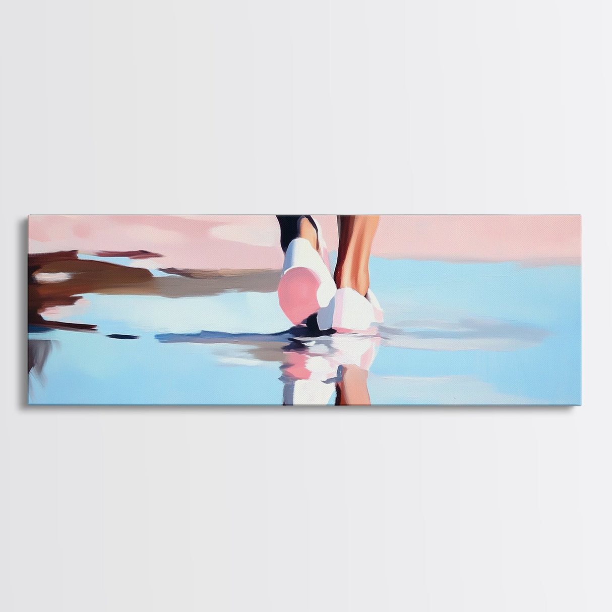 Water Walk, Reflection Art, Modern Coastal, Canvas Print, Beach Aesthetic Wall Art, Minimalist Water Painting, Soft Pastel Seaside Art