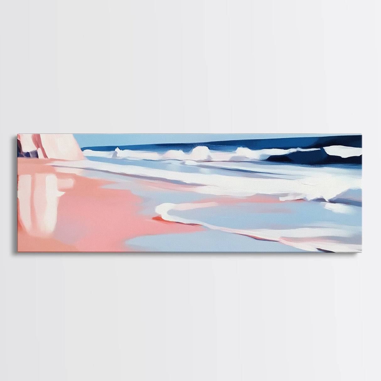 Ocean Waves, Beachscape Art, Coastal Serenity, Tranquil Seaside Scene, Framed Canvas Print, Relaxing Bedroom Wall Decor