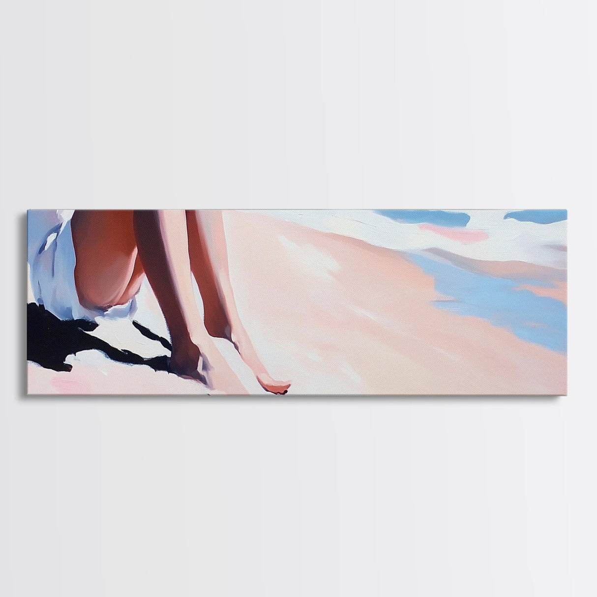 Seaside Relaxation, Beach Painting, Minimalist Ocean Art, Pastel Coastal Decor, Nautical Wall Print, Bedroom Wall Art, Canvas Print