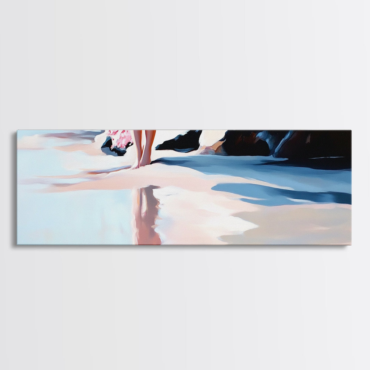 Reflection, Beach Walk, Minimalist Art, Framed Canvas Print, Coastal Decor, Ocean Wall Art, Boho Art, Bedroom Wall Art, Relaxing Aesthetic