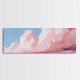 Blush Clouds, Sky Painting, Soft Aesthetic, Framed Canvas Print, Modern Landscape, Living Room Wall Art, Minimalist Abstract Art