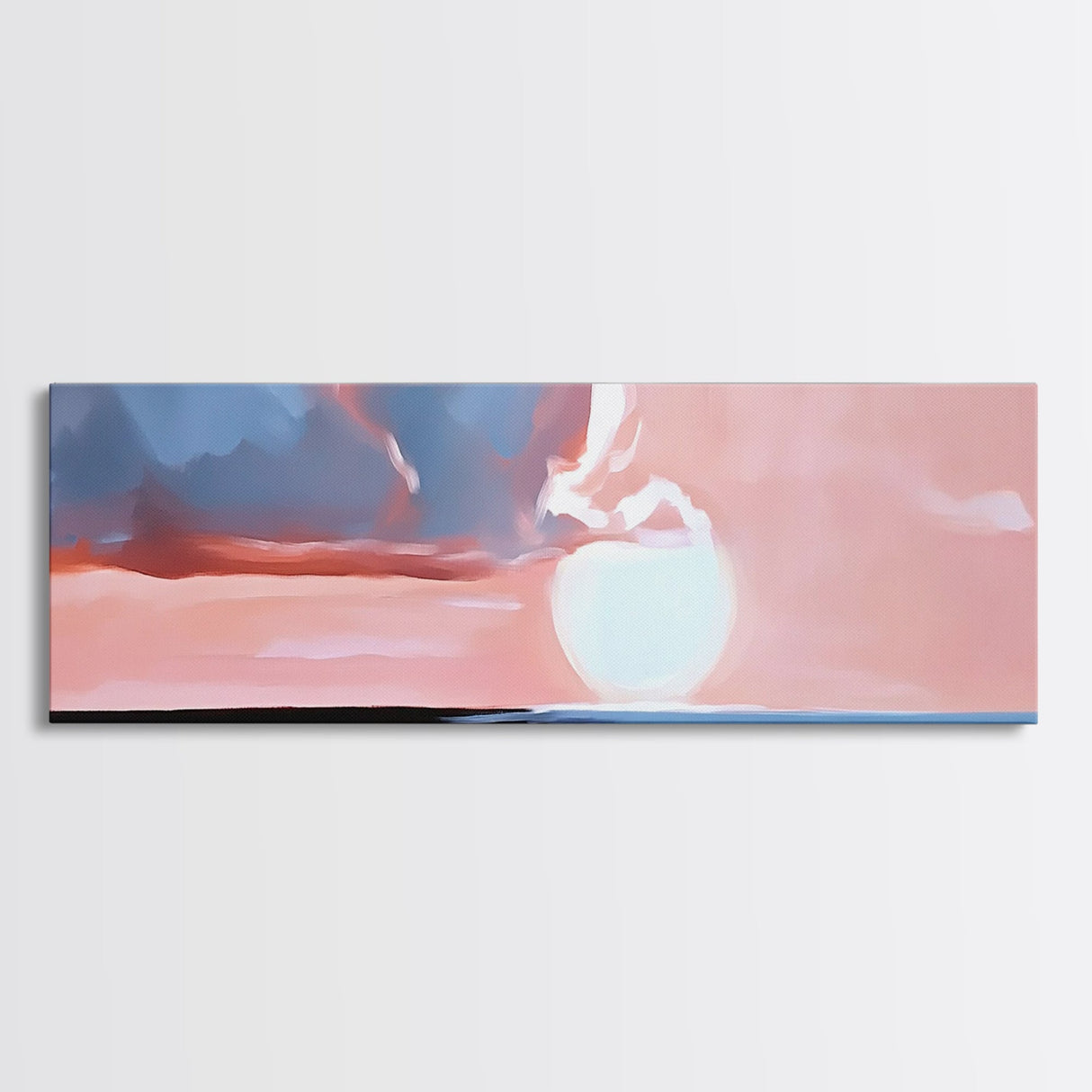 Sunset Glow, Ocean Horizon, Beach Scene, Modern Coastal, Framed Canvas Print, Minimalist Wall Art, Living Room Decor, Gift Idea