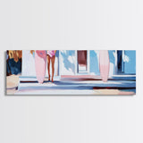 Surfer Girl, Pink Surfboard, Coastal Lifestyle, Beach House, Framed Canvas Print, Tropical Wall Art, Boho Home Decor, Gift Idea