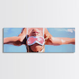 Floating Relaxation, Summer Bliss, Poolside Calm, Leisure Vibes, Framed Canvas Print, Boho Wall Art, Modern Bedroom Decor, Gift Idea