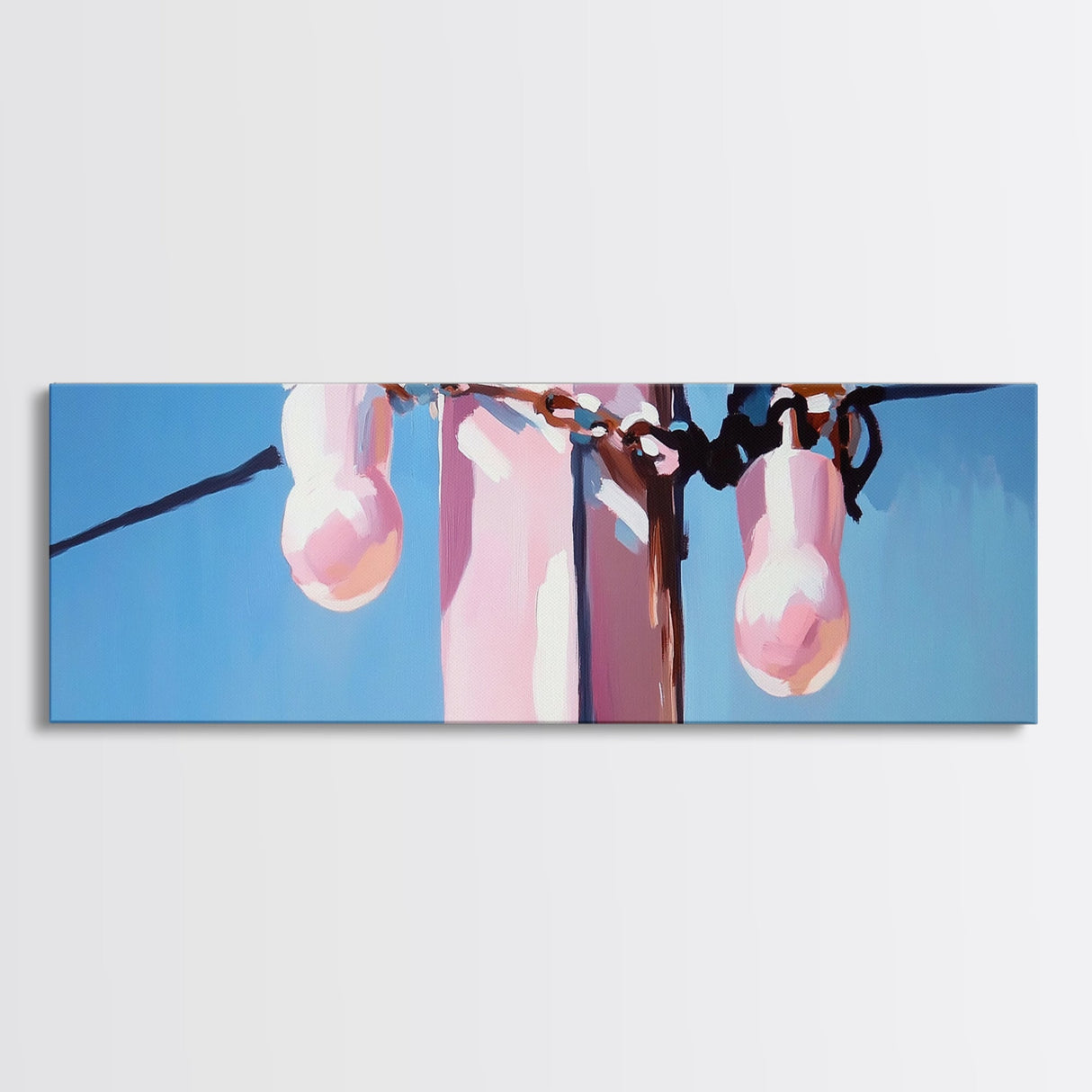 Power Pole Painting, Urban Wall Art, Modern Industrial Art, Blue Sky Print, Large Canvas Print, Minimalist Home Decor, Office Wall Art