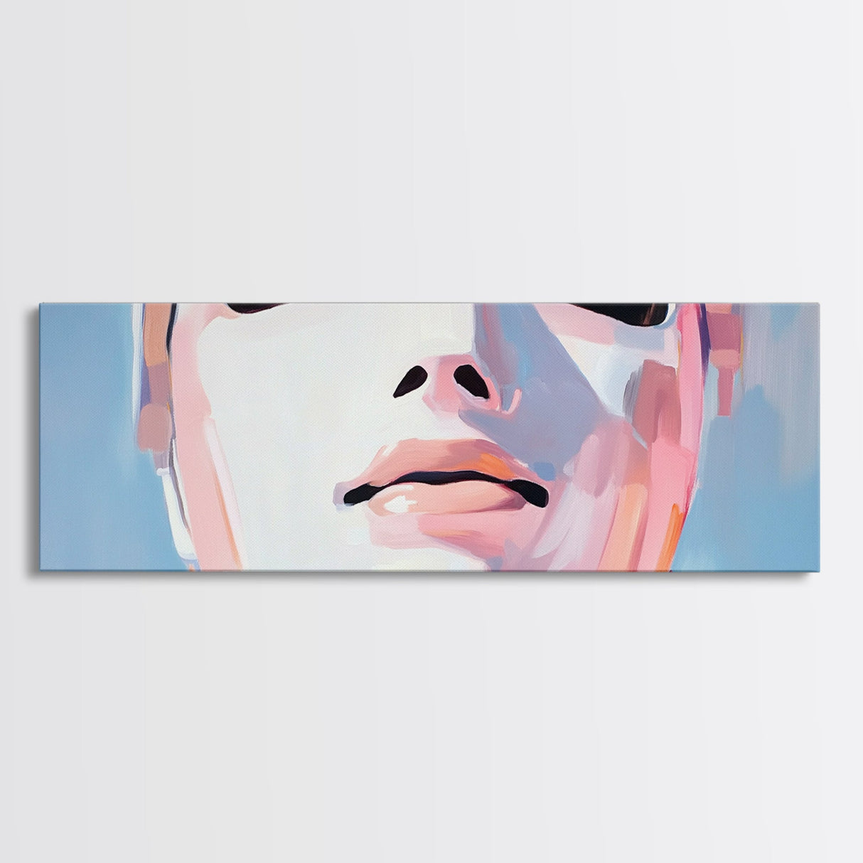 Abstract Mask Art, Portrait Painting, Soft Pastel Expression, Unique Wall Decor, Large Canvas Print, Minimalist Home Art, Boho Aesthetic