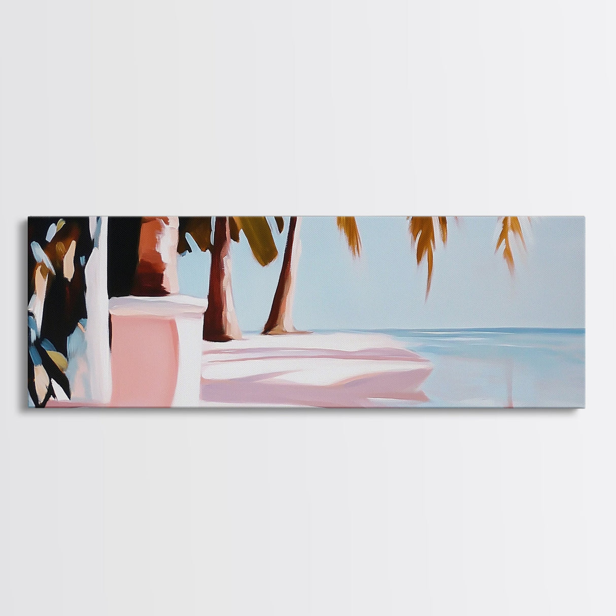 Palm Beach, Tropical Oasis, Ocean View, Framed Canvas Print, Boho Wall Art, Bedroom Decor, Coastal Aesthetic, Minimalist Art