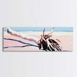 Fallen Palm, Driftwood Beach, Coastal Landscape, Framed Canvas Print, Ocean Art, Beach House Decor, Minimalist Nature Aesthetic