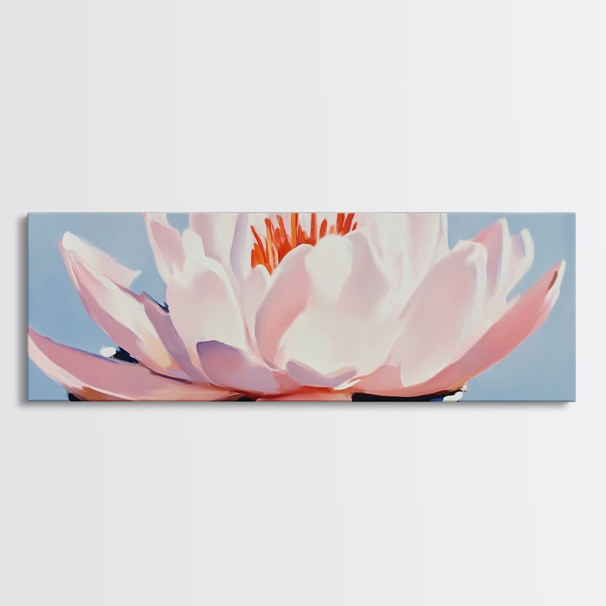 Lotus Flower, Pink Petals, Zen Botanical, Tranquil Nature Art, Meditation Space Decor, Canvas Print, Bathroom Wall Art, Modern Floral
