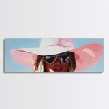 Sun Hat, Fashion Art, Glamorous Woman, Feminine Painting, Summer Aesthetic, Modern Chic, Bedroom Wall Decor, Framed Canvas Print