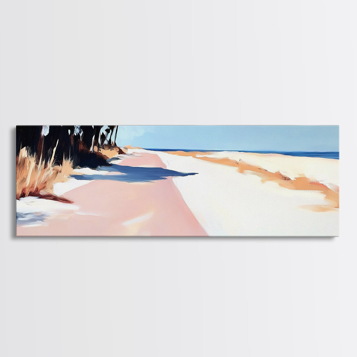 Beach Path, Sand Dunes, Coastal Landscape, Office Wall Art, Minimalist Seascape, Neutral Aesthetic, Framed Canvas Print, Modern Home Design