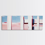 White Fence, Pastel Horizon, Modern Country Art, Minimalist Home Decor, Canvas Print, Farmhouse Wall Art, Soft Neutral Tones, Elegant Art