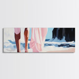 Ocean Waves, Feminine Beach Art, Coastal Minimalist Decor, Framed Canvas Print, Soft Pastel Seaside Art, Nautical Living Room Wall Art