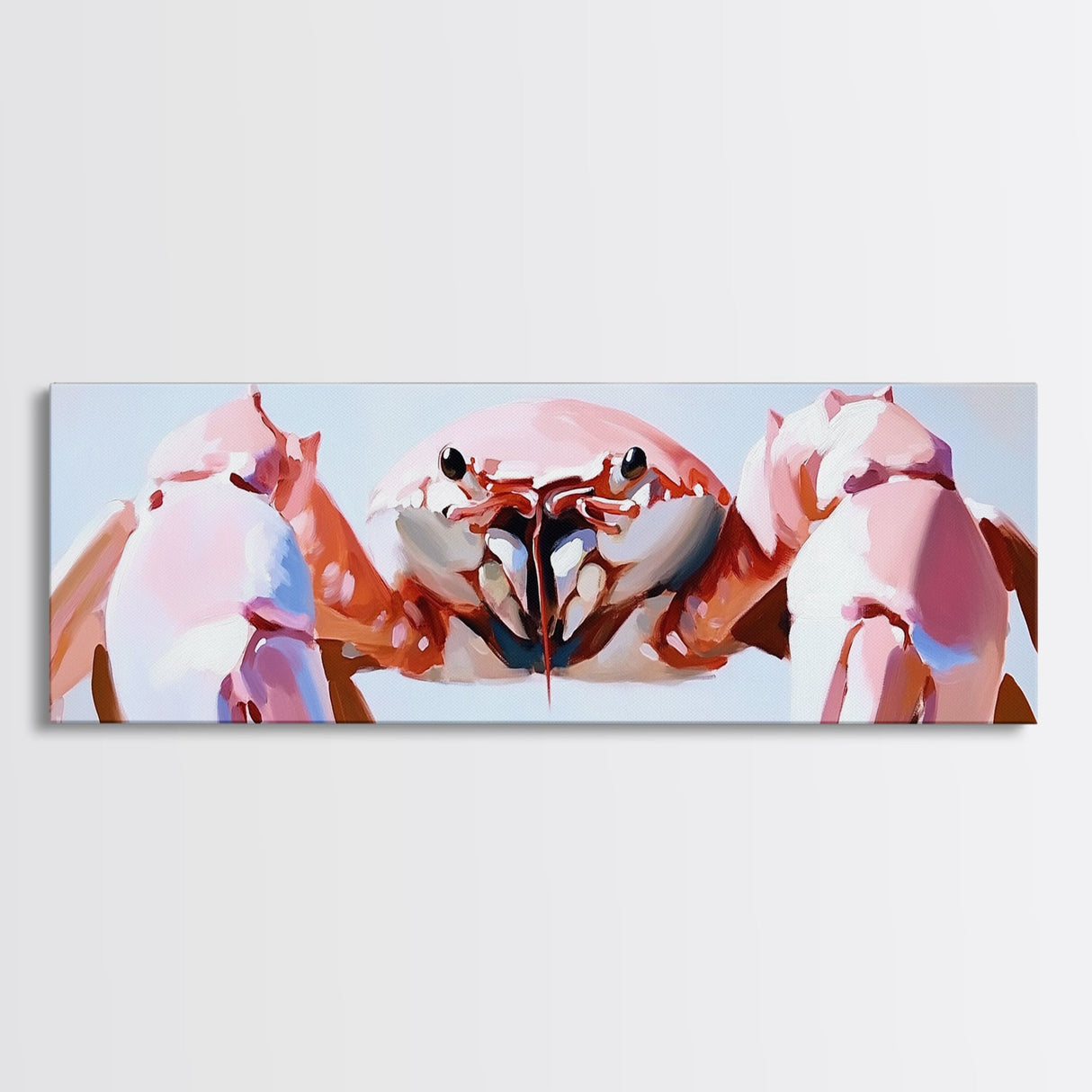 Pink Crab, Coastal Marine Art, Beach House Wall Decor, Framed Canvas Print, Nautical Aesthetic, Ocean Wildlife, Kitchen Wall Art