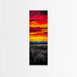 Fiery Sunset Painting, Dramatic Red Orange Sky, Bold Abstract Landscape, Framed Canvas Print, Modern Wall Decor, Living Room Art