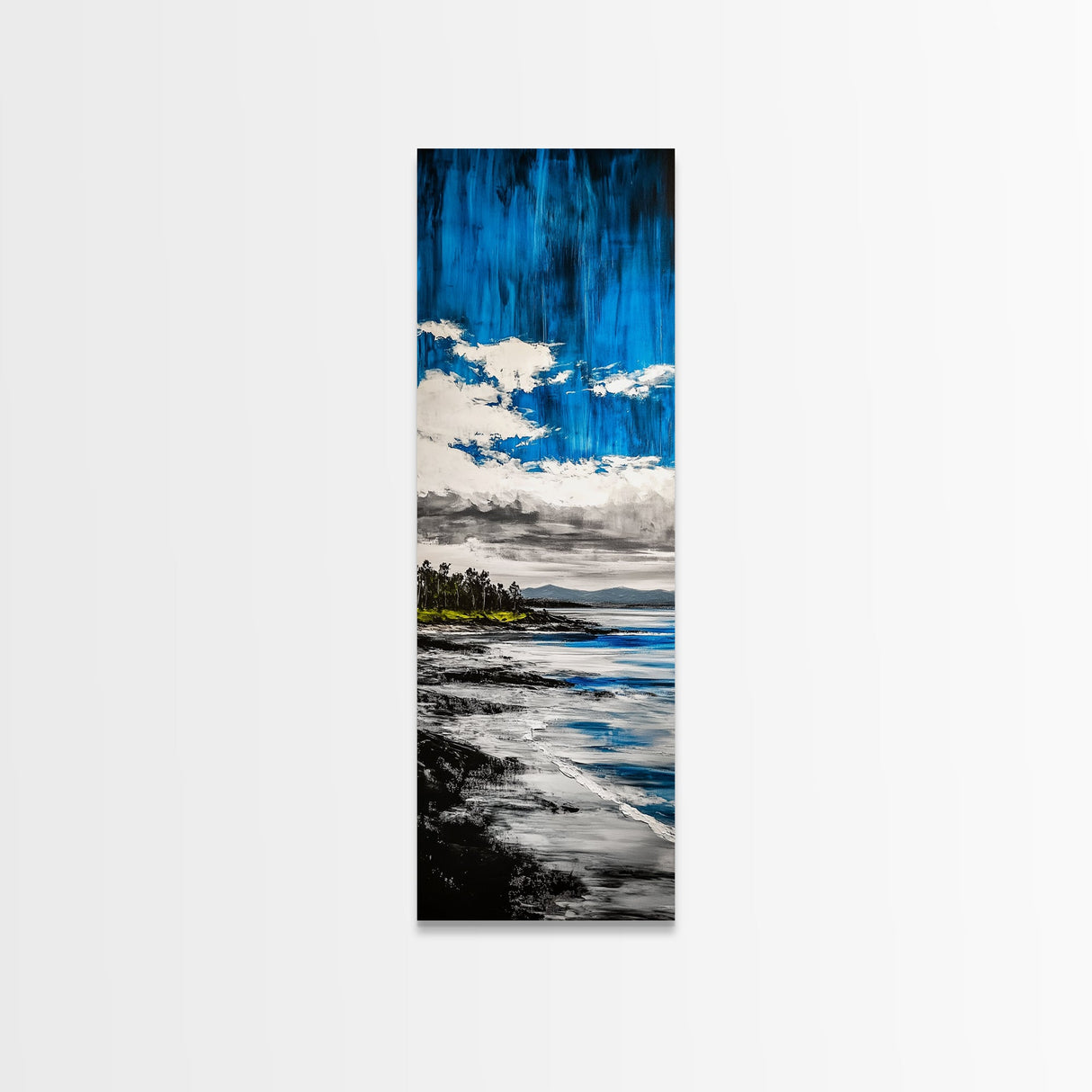 Serene Seascape, Coastal Landscape, Blue Ocean Painting, Canvas Print, Minimalist Wall Art, Living Room Decor, Modern Home Art