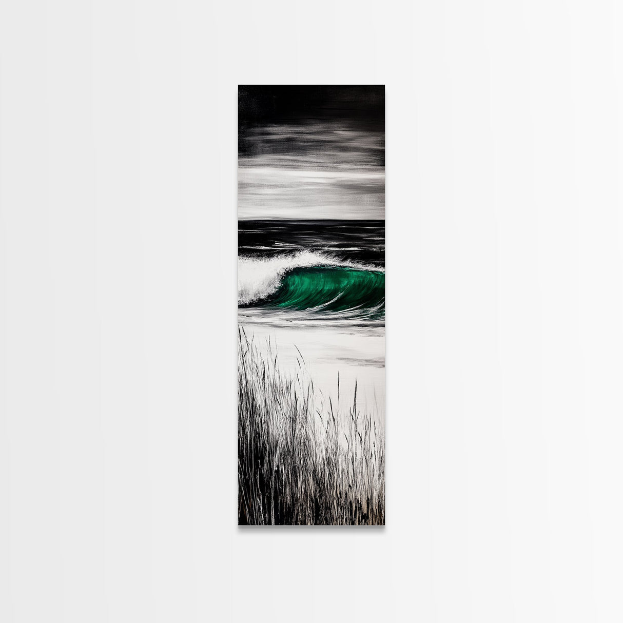 Ocean Wave, Emerald Green, Coastal Art, Framed Canvas Print, Beach House Decor, Nautical Wall Art, Surf Painting, Living Room Art