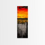 Sunset Fence, Fiery Sky, Bold Colors, Canvas Print, Western Landscape, Rustic Home Decor, Ranch Wall Art, Farmhouse Living Room