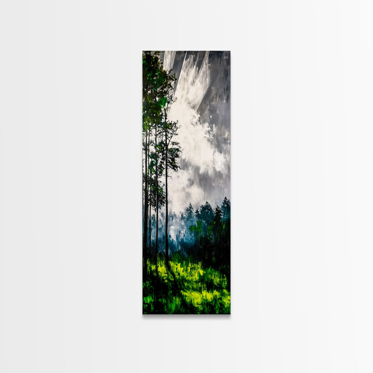 Misty Forest, Green Meadow, Sun Rays, Canvas Print, Nature Wall Art, Modern Landscape, Serene Decor, Living Room Art, Tranquil Home Decor