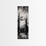 Snowy Mountains, Black and White, Misty Pines, Canvas Print, Winter Wall Art, Nature Photography, Lodge Decor, Cabin Wall Art