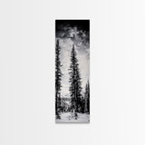 Black White Pine, Winter Forest, Nature Wall Art, Christmas Decor, Modern Minimalist, Monochrome Print, Framed Canvas Print