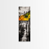 Forest Bridge, Fall Foliage, Rustic Nature Art, Woodland Pathway, Scenic Travel Decor, Living Room Wall Art, Framed Canvas Print