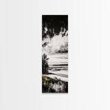 Coastal Serenity, Black White Landscape, Ocean Horizon Art, Minimalist Beach Scene, Modern Home Decor, Framed Canvas Print