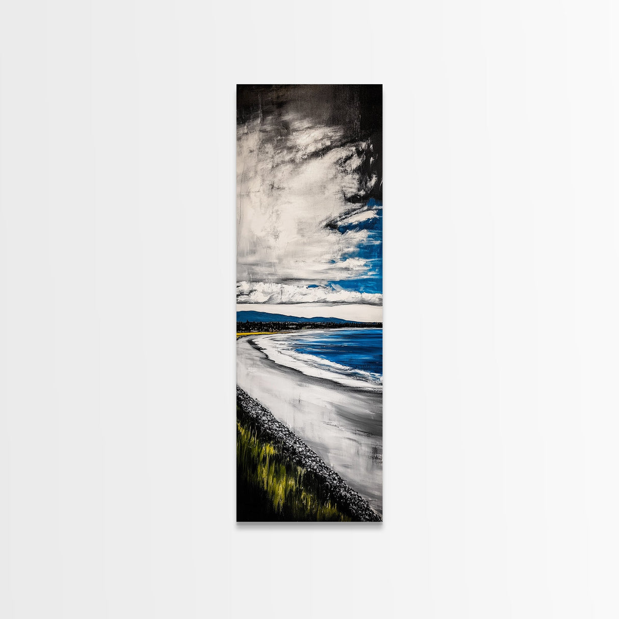Blue Ocean Wave, Coastal Beach Scene, Nautical Seascape, Modern Abstract Art, Living Room Wall Decor, Canvas Print