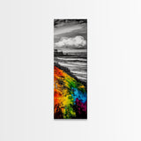 Vibrant Hillside, Ocean Coastline, Bold Color Landscape, Modern Impressionism, Unique Home Decor, Framed Canvas Print
