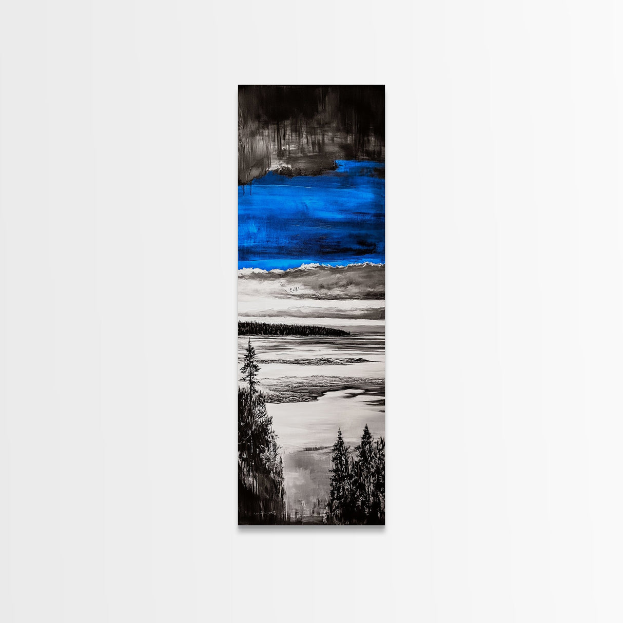 Abstract Seascape, Blue Black Wall Art, Coastal Canvas Print, Living Room Artwork, Ocean Decor, Large Modern Art, Contemporary Print