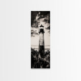 Lighthouse Silhouette, Coastal Wall Art, Nautical Decor, Canvas Print, Black and White Art, Seaside Home Decor, Minimalist Ocean Scene