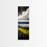 Coastal Field, Dramatic Clouds, Moody Landscape Art, Nature Inspired Decor, Framed Canvas Print, Entryway Wall Art, Modern Farmhouse Art
