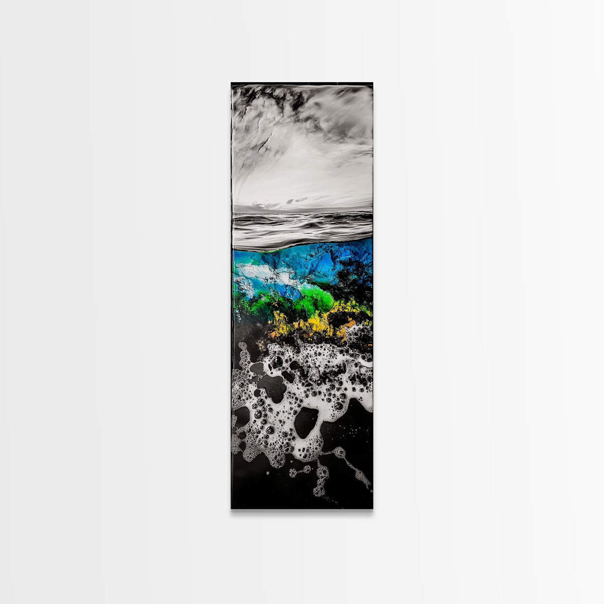 Ocean Depths, Abstract Seascape, Split View Art, Nautical Home Decor, Framed Canvas Print, Coastal Wall Art, Blue Tones Art, Unique Design