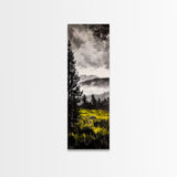 Mountain Mist, Moody Landscape, Foggy Forest Scene, Nature Inspired Art, Framed Canvas Print, Adventure Decor, Living Room Wall Art