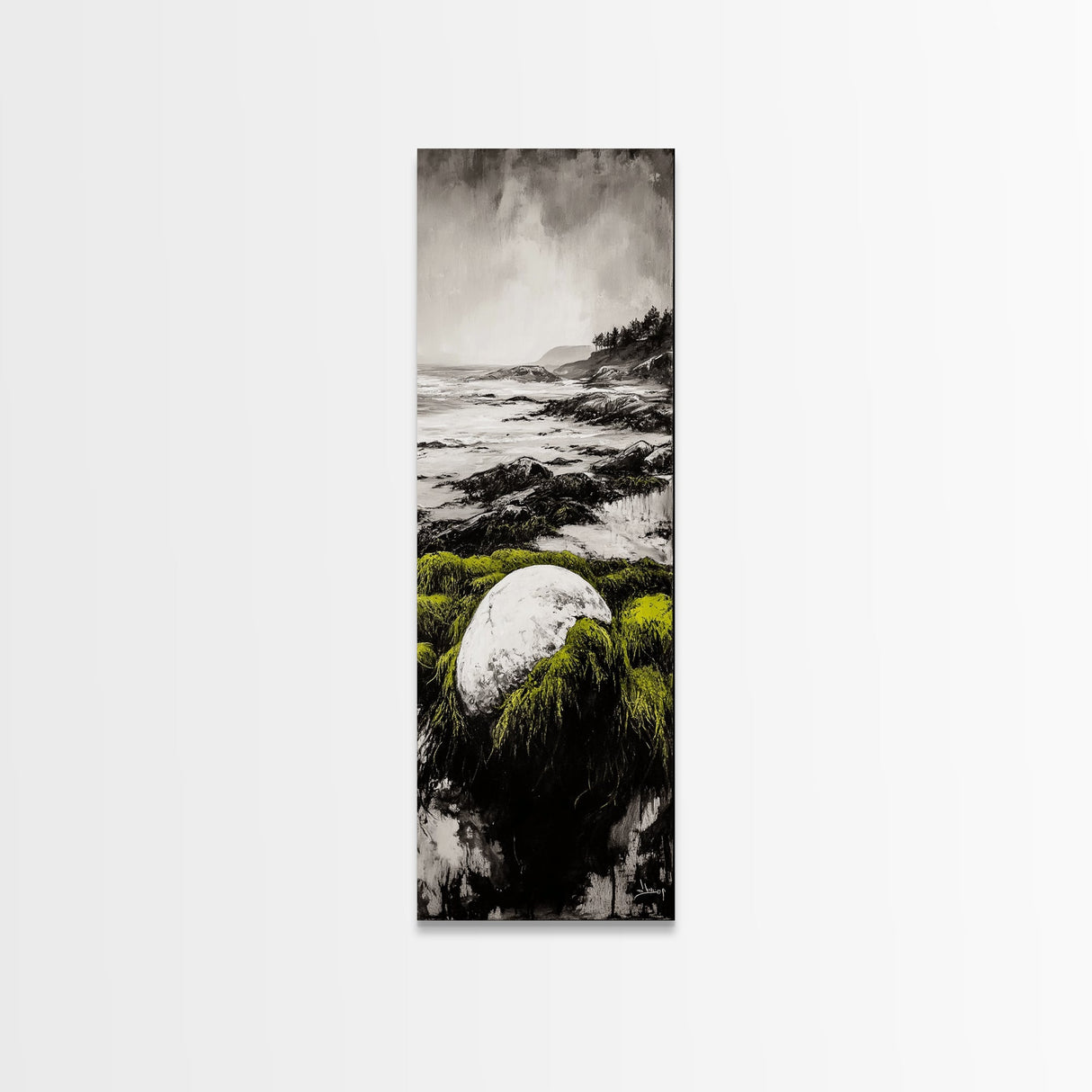 Coastal Rock, Ocean Landscape, Framed Canvas Print, Seascape Wall Art, Beach House Decor, Nautical Artwork, Minimalist Art, Bedroom Art