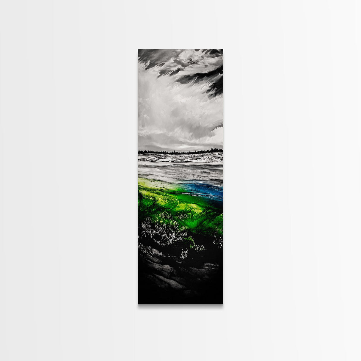 Abstract Landscape Wall Art, Green and Blue Coastal Decor, Nature Inspired Art, Modern Home Decor, Office Wall Art,