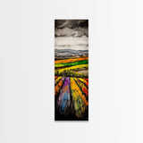 Vibrant Field Landscape, Autumn Farm Painting, Rustic Countryside Decor, Farmhouse Wall Art, Nature Artwork, Framed Canvas Print
