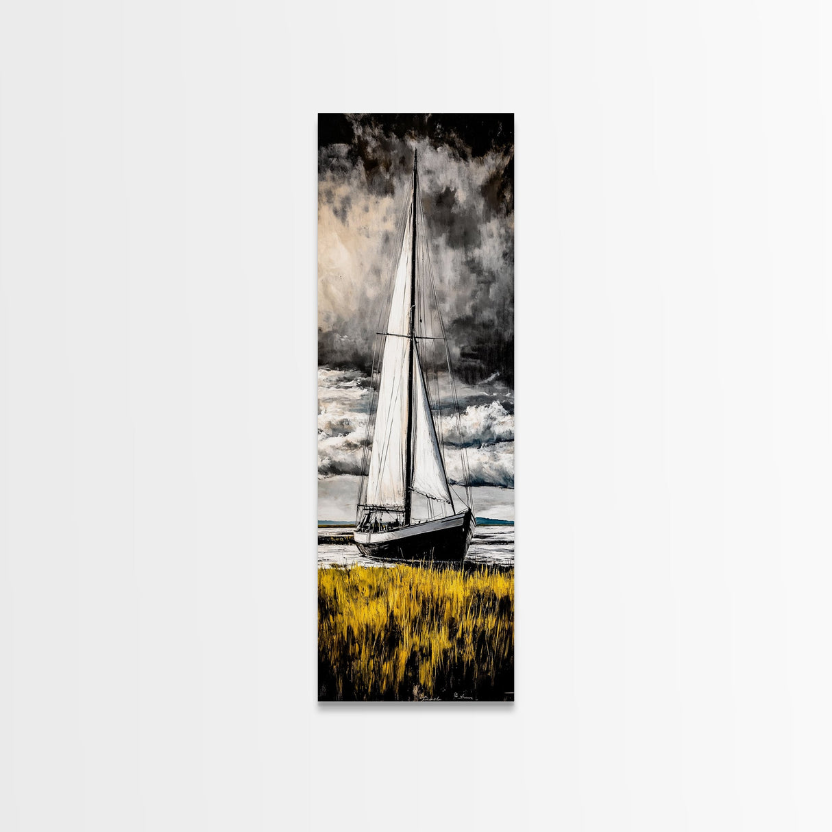 Sailing Boat, Nautical Art, Coastal Decor, Ocean Painting, Framed Canvas Print, Beach House Wall Art, Maritime Theme, Rustic Ocean Artwork