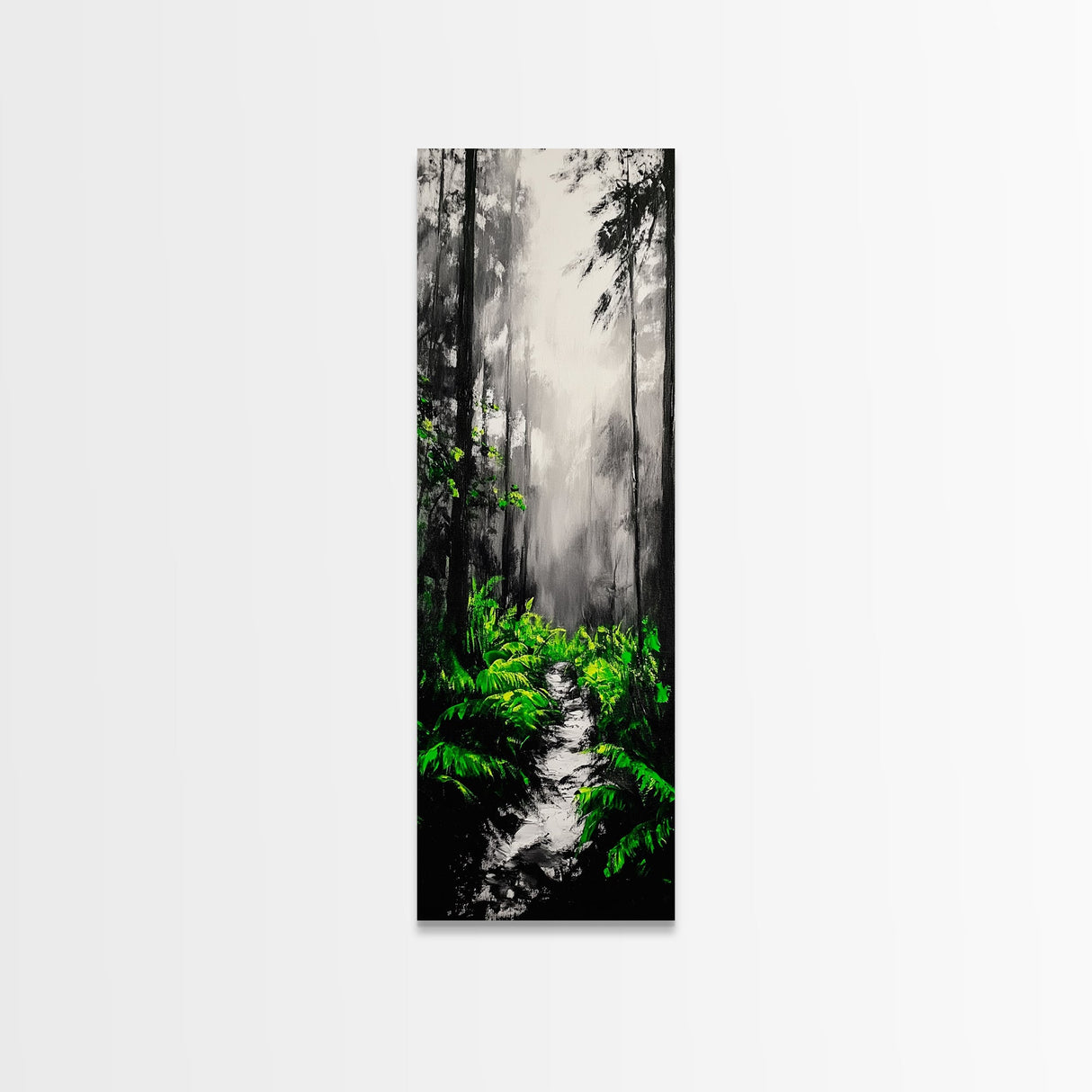 Misty Forest, Green Ferns, Moody Nature, Dark Aesthetic, Wall Decor, Canvas Print, Living Room Art, Modern Minimalist Artwork