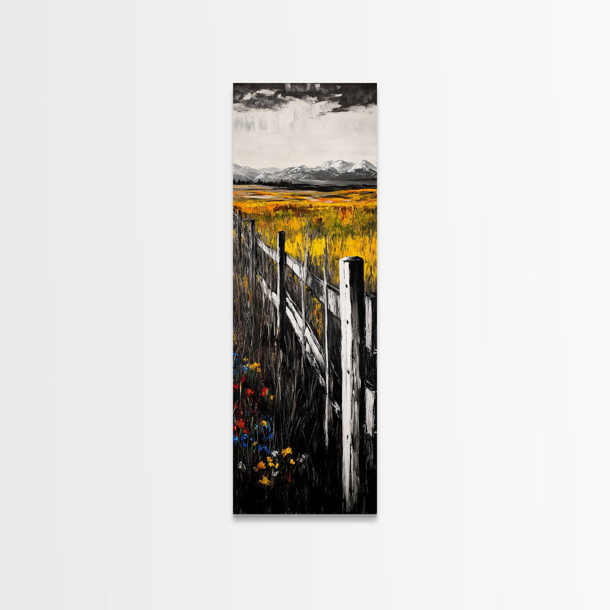 Rustic Fence, Country Landscape, Fall Fields, Farmhouse Wall Decor, Living Room Art, Framed Canvas Print, Nature Home Artwork