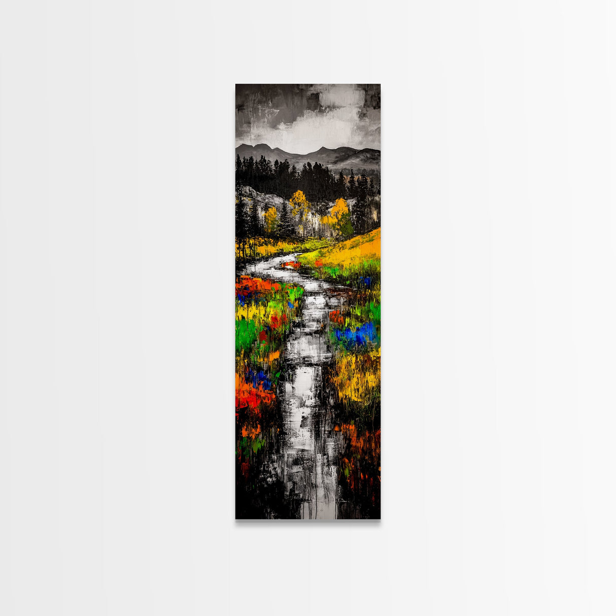 Monochrome River, Scenic Landscape, Canvas Print, Black And White Wall Art, Nature Inspired, Minimalist Home, Modern Office Decor